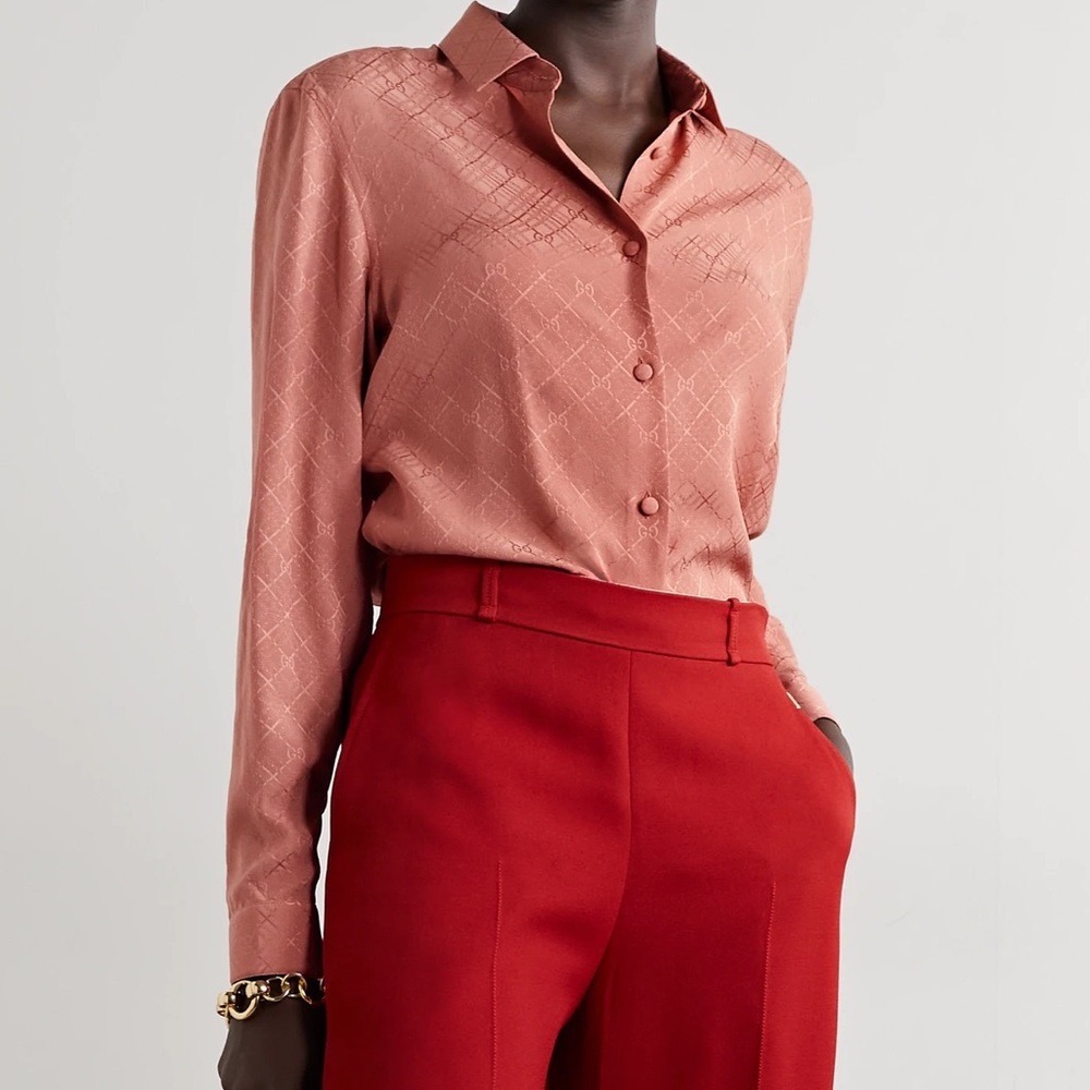 Gucci GG Check Silk Crepe Shirt